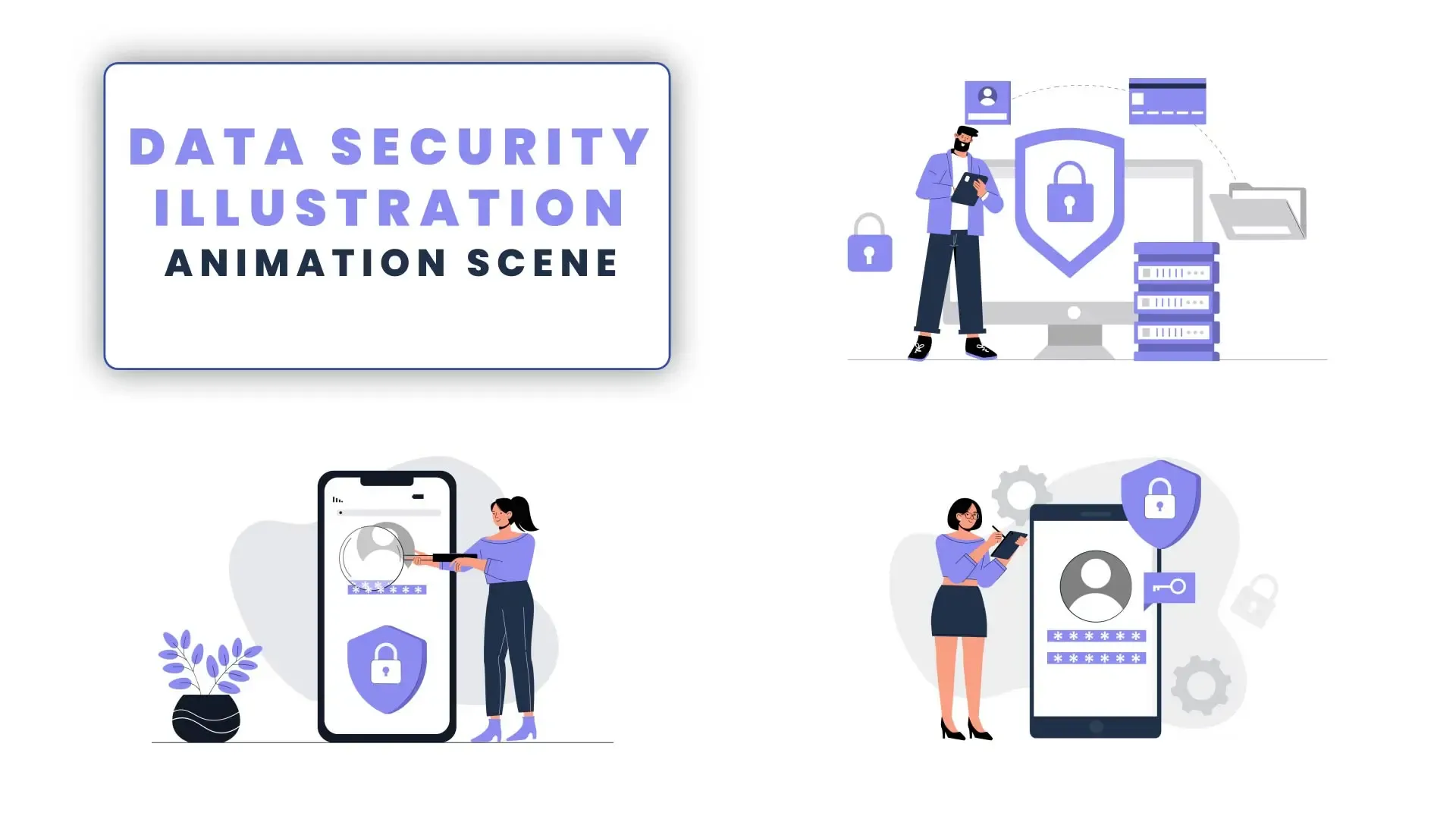 Data Security 2d Flat Character Animation